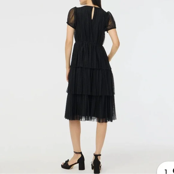 J Crew Pleated flock-dot puff-sleeve dress BNWT - Picture 3 of 4